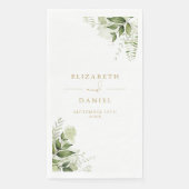 Serviette En Papier Verdure rustique Floral Élégant Mariage or (Devant)