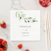 Serviette En Papier verdure rustique olivier mariage (En situation)