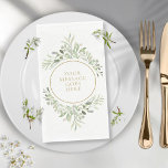 Serviette En Papier Verdure végétale en or personnalisée<br><div class="desc">Dotés de délicats feuilles d'aquarelle,  ces serviettes d'hôtes en papier botanique chic peuvent être personnalisées avec votre propre message. Parfait pour les mariages,  les douches nuptiales,  les baby showers,  le baptême,  les fêtes de fiançailles,  les célébrations d'anniversaire et les rencontres d'anniversaire. Conçu par Thisisnotme©</div>