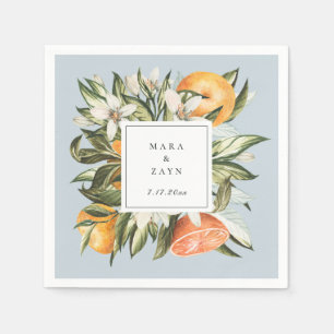 Serviette En Papier Verger botanique Citrus Frame Bleu pâle
