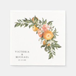 Serviette En Papier Verger de citrus élégant   Monogramme botanique bo