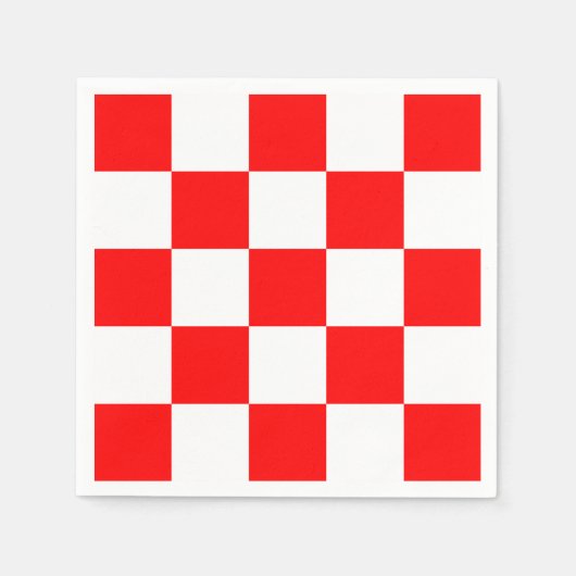 Serviette En Papier Vérificateurs modernes géométriques rouges blancs  (Devant)