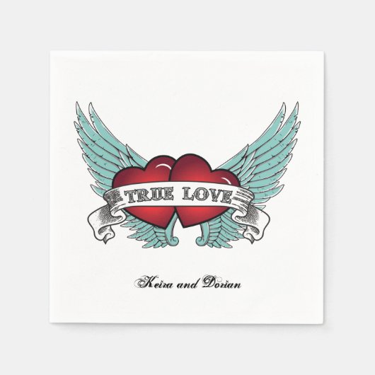 Serviette En Papier Véritable Amour Rockabilly Aiguille Coeur (Devant)