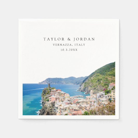 Serviette En Papier Vernazza Italie Mariage Cinque Terre Napkin (Devant)