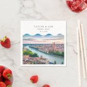 Serviette En Papier Vérone Mariage Italie Photo Cocktail Napkins (En situation)