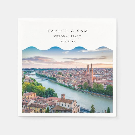 Serviette En Papier Vérone Mariage Italie Photo Cocktail Napkins (Devant)