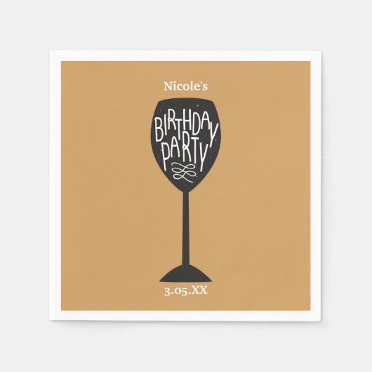 Serviette En Papier Verre à vin FÊTE D'ANNIVERSAIRE Serviettes en papi (Devant)