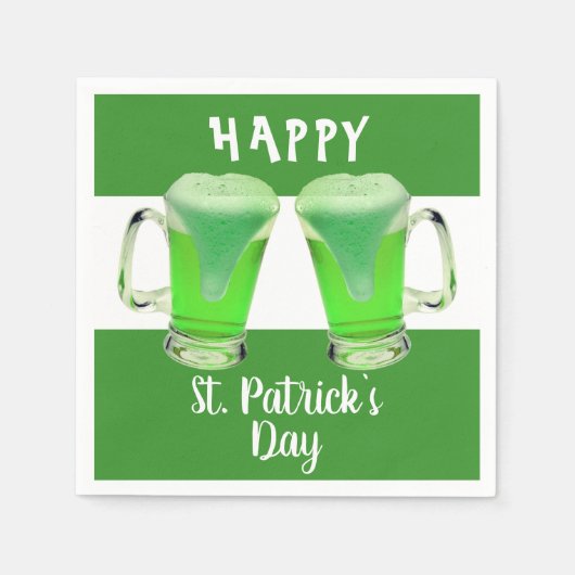 Serviette En Papier Verre de bière verte Joyeuse Saint Patrick`s day (Devant)