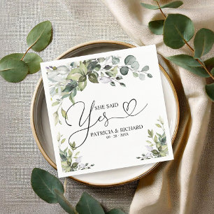 Serviette En Papier Verre de cocktail de fiançailles "Elle a dit oui"