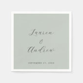 Serviette En Papier Verre de mer Vert Élégant Moderne Simple Mariage (Devant)