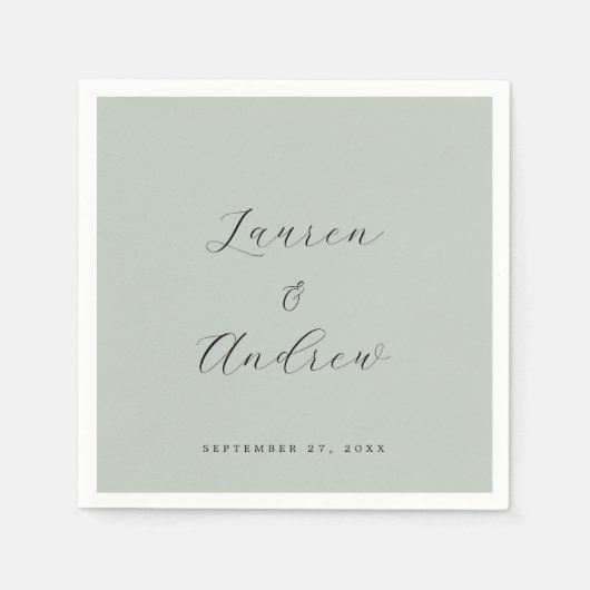 Serviette En Papier Verre de mer Vert Élégant Moderne Simple Mariage (Devant)