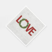 Serviette En Papier Verre de pin de Noël et texte d'amour sur bouleau (Coin)