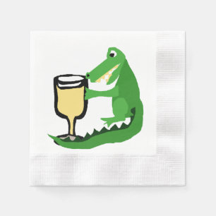 Serviette En Papier Verre drôle de boissons d'alligator de vin blanc