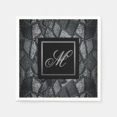 Serviette En Papier Verre en mosaïque gris foncé Monogramme (Devant)