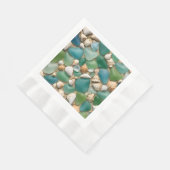 Serviette En Papier Verre et coquillages bleu et vert de la mer (Coin)