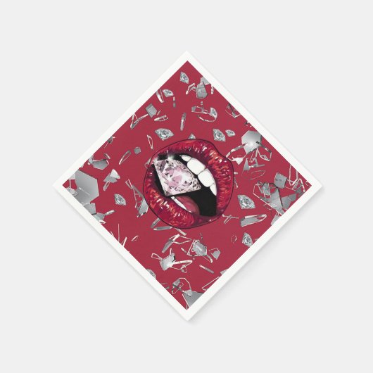 Serviette En Papier Verre et diamants brisés en rouge (Coin)