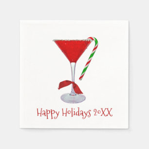 Serviette En Papier Verre Martini de Noël avec Bow