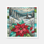 Serviette En Papier Verre Pittoresque Poinsettia Découpage (Devant)