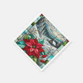 Serviette En Papier Verre Pittoresque Poinsettia Découpage (Coin)
