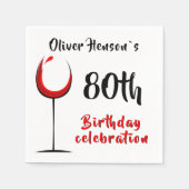 Serviette En Papier Verre rouge Abstrait moderne 80e fête d'anniversai (Devant)