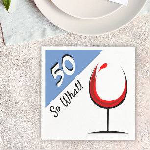 Serviette En Papier Verre rouge moderne 50e fête d'anniversaire