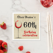 Serviette En Papier Verre rouge rustique 60e fête d'anniversaire (En situation)