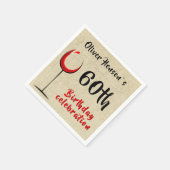 Serviette En Papier Verre rouge rustique 60e fête d'anniversaire (Coin)