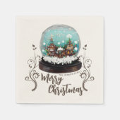Serviette En Papier Verre Snowball Village d'hiver Plante Noël (Devant)