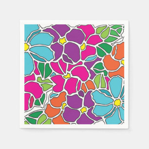 Serviette En Papier Verre souillé floral vibrant
