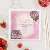 Serviette En Papier Verre tendu Roses Roses Roses Roses Dormir Beauté (En situation)