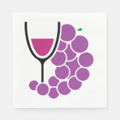 Serviette En Papier Verre Vin Et Raisins (Devant)