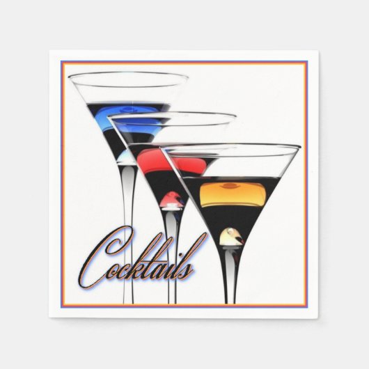 Serviette En Papier Verres à cocktails colorés serviettes (Devant)