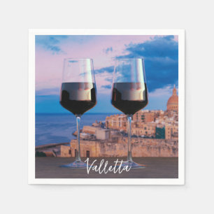 Serviette En Papier Verres à vin avec vue sur le coucher de soleil sur