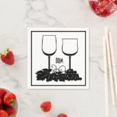 Serviette En Papier Verres à vin Raisins Cocktail Initiales facultativ (En situation)