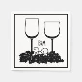 Serviette En Papier Verres à vin Raisins Cocktail Initiales facultativ (Devant)