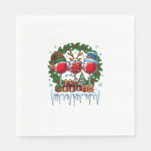 Serviette En Papier Verres à vin rouge de Noël Couronne de houx Bonhom