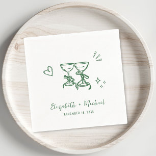 Serviette En Papier Verres à vin verts dessinés à la main de manière f