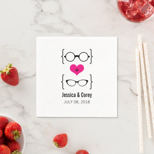 Serviette En Papier Verres Geeky rose Papier (En situation)