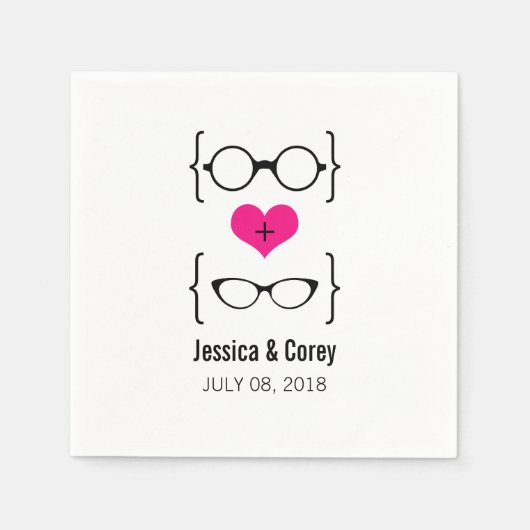 Serviette En Papier Verres Geeky rose Papier (Devant)