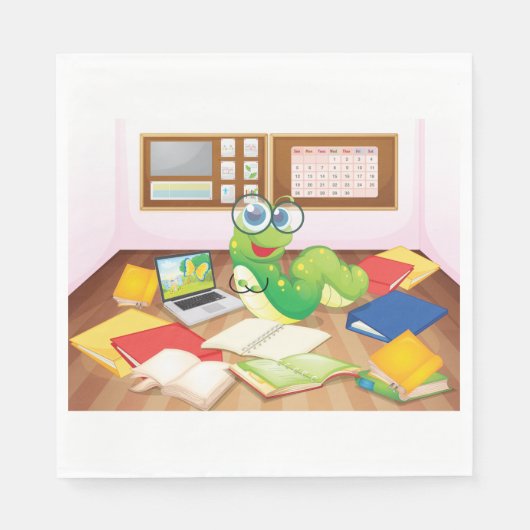 Serviette En Papier Vers De Livres En Classe (Devant)