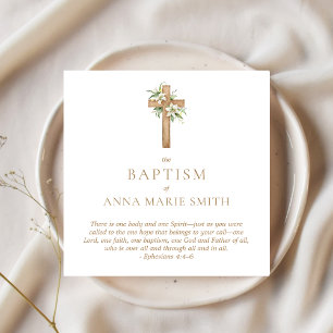 Serviette En Papier Verset biblique minimaliste de Croix Florale