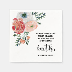 Serviette En Papier Verset de la Bible Matthew Floral Square
