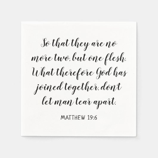 Serviette En Papier Verset de la Bible pour mariage Matthieu 19:6 (Devant)