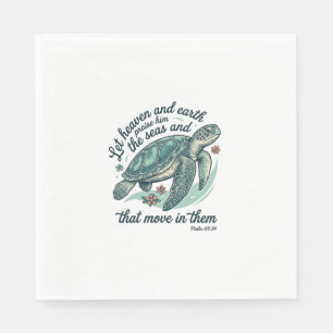 Serviette En Papier Verset de la Bible Tortue de Mer Dessin de Gravure