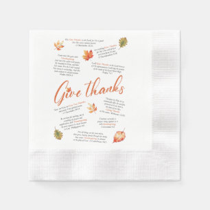 Serviette En Papier Versets de la Bible de Thanksgiving avec feuilles 