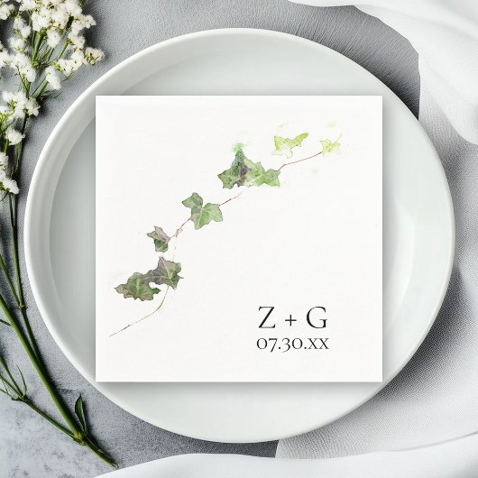 Serviette En Papier Vert anglais Vin d'Aquarelle Mariage serviettes