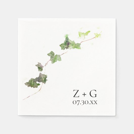 Serviette En Papier Vert anglais Vin d'Aquarelle Mariage serviettes (Devant)
