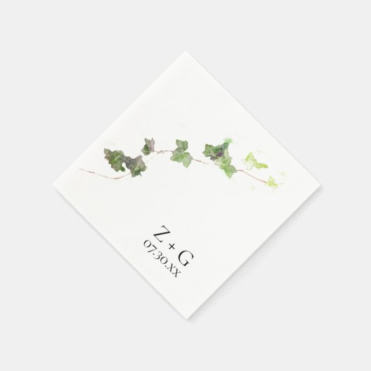 Serviette En Papier Vert anglais Vin d'Aquarelle Mariage serviettes (Coin)