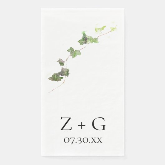 Serviette En Papier Vert anglais Vin Vin Mariage d'aquarelle (Devant)