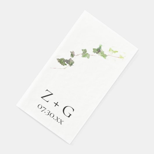Serviette En Papier Vert anglais Vin Vin Mariage d'aquarelle (Coin)
